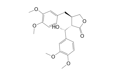 (-)-(3S,4R,6R)-3-(3',4'-DIMETHOXY-ALPHA-HYDROXYBENZYL)-4-(3'',4''-DIMETHOXYBENZYL)-BUTYROLACTONE