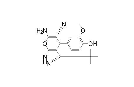 6-Amino-3-tert-butyl-4-(4-hydroxy-3-methoxy-phenyl)-1,4-dihydro-pyrano[2,3-c]pyrazole-5-carbonitrile