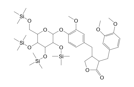 3-[(3,4-Dimethoxyphenyl)methyl]-4-[[3-methoxy-4-[3,4,5-trihydroxy-6-(hydroxymethyl)oxan-2-yl]oxyphenyl]methyl]oxolan-2-one, 4tms