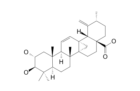 EUSCAPHIC_ACID_F;2-ALPHA,3-BETA-DIHYDROXY-13-ALPHA,27-CYCLOURS-11,29-DIEN-28-OIC_ACID