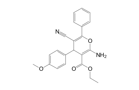 2-amino-5-cyano-4-(p-methoxyphenyl)-6-phenyl-4H-pyran-3-carboxylic acid, ethyl ester