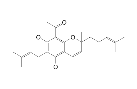 8-Acetyl-2-methyl-2-(4-methylpent-3-en-1-yl)-5,7-dihydroxy-6-(3-methylbut-2-en-1-yl)benzopyran