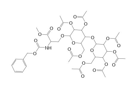 l-Serine, N-[(phenylmethoxy)carbonyl]-O-[2,3,6-tri-O-acetyl-4-O-(2,3,4,6-tetra-O-acetyl-.alpha.-d-glucopyranosyl)-.beta.-d-glucopyranosyl]-, methyl ester