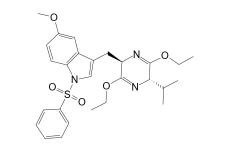 1-(benzenesulfonyl)-3-[[(2R,5S)-3,6-diethoxy-5-isopropyl-2,5-dihydropyrazin-2-yl]methyl]-5-methoxy-indole