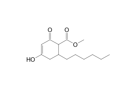 6-Hexyl-4-hydroxy-2-oxocyclohex-3-enecarboxylic acid, methyl ester