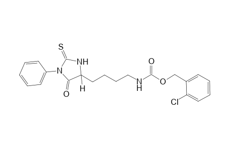 [4-(5-oxo-1-phenyl-2-thioxo-4-imidazolidinyl)butyl]carbamic acid, o-chlorobenzyl ester