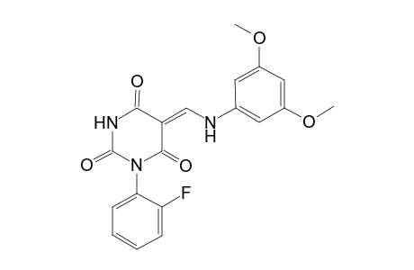 (5Z)-5-[(3,5-dimethoxyanilino)methylene]-1-(2-fluorophenyl)-2,4,6(1H,3H,5H)-pyrimidinetrione