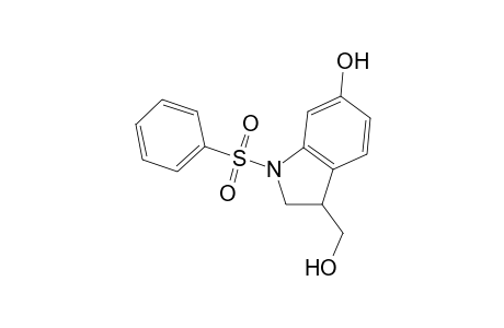 1H-Indole-3-methanol, 2,3-dihydro-6-hydroxy-1-(phenylsulfonyl)-, (.+-.)-