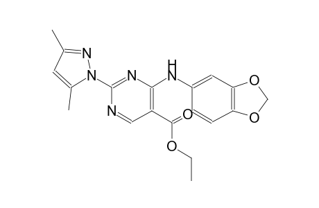 ethyl 4-(1,3-benzodioxol-5-ylamino)-2-(3,5-dimethyl-1H-pyrazol-1-yl)-5-pyrimidinecarboxylate