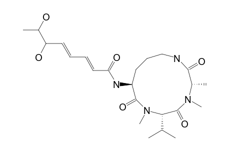 SCLEROTIOTIDE_H;THREO-(2-E,4-E)-CYCLO-[(N-ME-L-ALA)-(N-ME-L-VAL)-(N-ALPHA-6,7-DIHYDROXYOCTA-2,4-DIENOYL-L-ORN)]