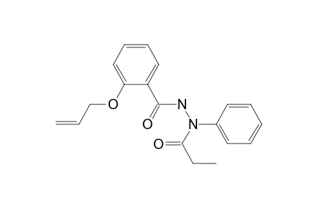 Benzoic acid, 2-(2-propenyloxy)-, 2-(1-oxopropyl)-2-phenylhydrazide