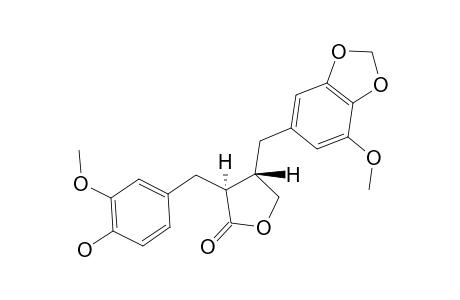 (2S,3S)-2-(4-Hydroxy-3-methoxybenzyl)-3-(5-methoxy-3,4-methylenedioxybenzyl)butyrolactone