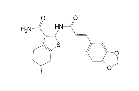 2-{[(2E)-3-(1,3-benzodioxol-5-yl)-2-propenoyl]amino}-6-methyl-4,5,6,7-tetrahydro-1-benzothiophene-3-carboxamide