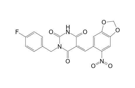 (5E)-1-(4-fluorobenzyl)-5-[(6-nitro-1,3-benzodioxol-5-yl)methylene]-2,4,6(1H,3H,5H)-pyrimidinetrione