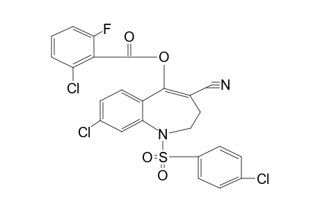 8-chloro-1-[(p-chlorophenyl)sulfonyl]-2,3-dihydro-5-hydroxy-1H-1-benzazepine-4-carbonitrile, 2-chloro-6-fluorobenzoate (ester)