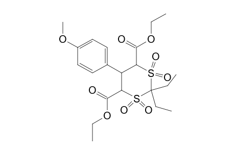 2,2-diethyl-5-(p-methoxyphenyl)-m-dithiane-4,6-dicarboxylic acid, diethyl ester, 1,1,3,3-tetraoxide
