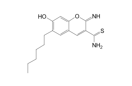 6-Hexyl-7-hydroxy-2-imino-2H-chromene-3-carbothioamide
