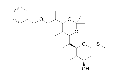 dl-Manno-.alpha.-ld-galacto-undecopyranoside, methyl 2,4,6,8,10-pentadeoxy-4,6,8,10-tetramethyl-7,9-o-(1-methylethylidene)-11-o-(phenylmethyl)-