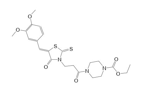 1-piperazinecarboxylic acid, 4-[3-[(5Z)-5-[(3,4-dimethoxyphenyl)methylene]-4-oxo-2-thioxothiazolidinyl]-1-oxopropyl]-, ethyl ester