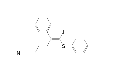 (5Z)-6-Iodo-6-[(4-methylphenyl)thio]-5-phenylhex-5-enenitrile