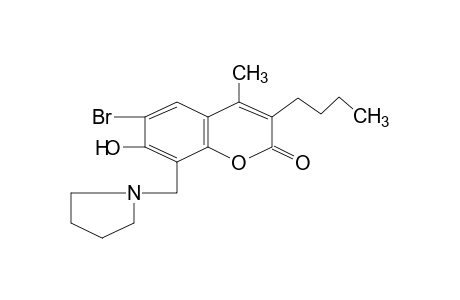 6-bromo-3-butyl-7-hydroxy-4-methyl-8-[(1-pyrrolidinyl)methyl]coumarin