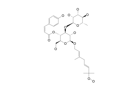 #2;LIGUROSIDE-B;[(2E),(5E)]-7-HYDROPEROXY-3,7-DIMETHYL-2,5-OCTADIENYL-O-(ALPHA-L-RHAMNOPYRANOSYL)-(1''->3')-(4'''-O-CIS-PARA-COUMAROYL)-BETA-D-GLUCOPYRANOSIDE