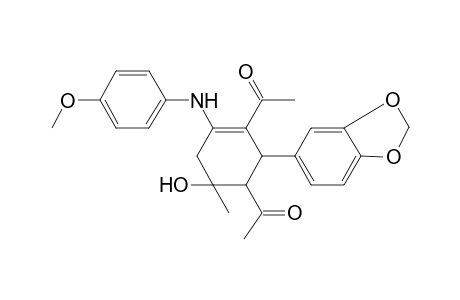 1-[5-acetyl-6-benzo[1,3]dioxol-5-yl-4-hydroxy-2-(4-methoxy-phenylamino)-4-methyl-cyclohex-1-enyl]-ethanone