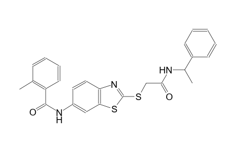 2-methyl-N-[2-({2-oxo-2-[(1-phenylethyl)amino]ethyl}sulfanyl)-1,3-benzothiazol-6-yl]benzamide