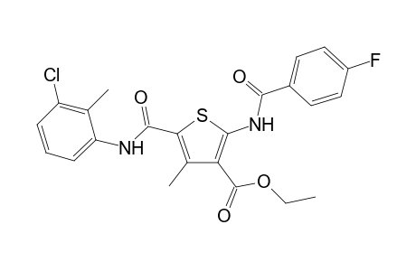 3-Thiophenecarboxylic acid, 5-[[(3-chloro-2-methylphenyl)amino]carbonyl]-2-[(4-fluorobenzoyl)amino]-4-methyl-, ethyl ester