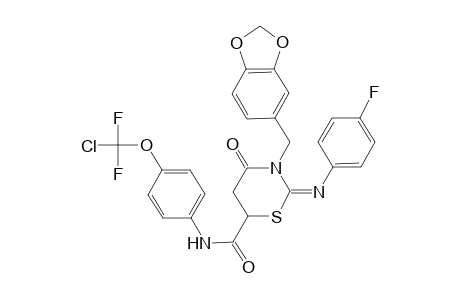 3-(1,3-Benzodioxol-5-ylmethyl)-N-{4-[chloro(difluoro)methoxy]phenyl}-2-[(4-fluorophenyl)imino]-4-oxo-1,3-thiazinane-6-carboxamide