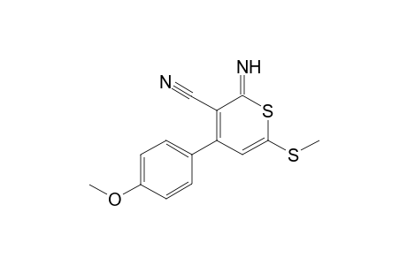 2-Imino-6-methylthio-4-(4-methoxyphenyl)-2H-thiopyran-3-carbonitrile