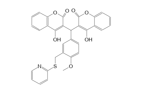 4-hydroxy-3-((4-hydroxy-2-oxo-2H-chromen-3-yl){4-methoxy-3-[(2-pyridinylsulfanyl)methyl]phenyl}methyl)-2H-chromen-2-one