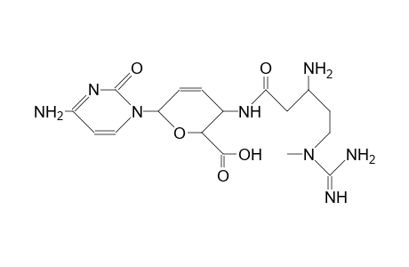 3-(3-Amino-5-[1-methyl-guanidino]-valeramido)-6-(4-amino-2-oxo-1H-pyrimidino)-3,6-dihydro-2H-pyran-2-carboxylic acid