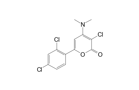 3-chloro-6-(2,4-dichlorophenyl)-4-(dimethylamino)-2H-pyran-2-one