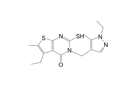 5-ethyl-3-[(1-ethyl-5-methyl-1H-pyrazol-4-yl)methyl]-6-methyl-2-sulfanylthieno[2,3-d]pyrimidin-4(3H)-one