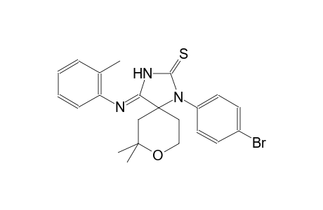 (4Z)-1-(4-bromophenyl)-7,7-dimethyl-4-[(2-methylphenyl)imino]-8-oxa-1,3-diazaspiro[4.5]decane-2-thione