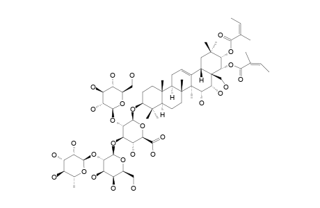 #2;SANCHKASAPONIN-F;21,22-O-DI-ANGELOYL-R1-BARRIGENOL-3-O-[BETA-D-GLUCOPYRANOSYL-(1->2)]-[ALPHA-L-RHAMNOPYRANOSYL-(1->2)-BETA-D-GALACTOPYRANOSYL-(1->3)]-BETA-D