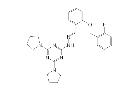 2-[(2-Fluorobenzyl)oxy]benzaldehyde [4,6-di(1-pyrrolidinyl)-1,3,5-triazin-2-yl]hydrazone