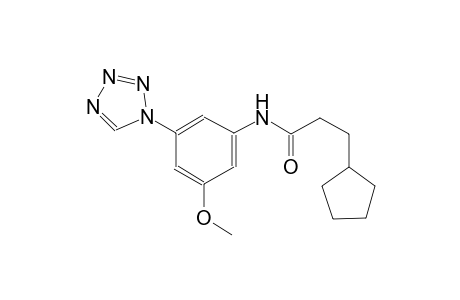 3-cyclopentyl-N-[3-methoxy-5-(1H-tetraazol-1-yl)phenyl]propanamide