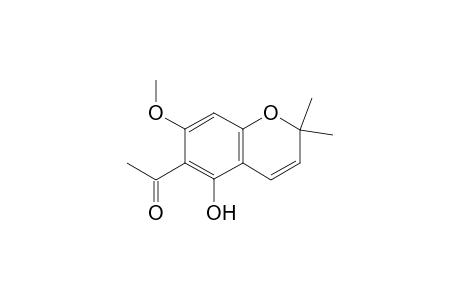 ISO-EVODIONOL;6-ACETYL-5-HYDROXY-7-METHOXY-2,2-DIMETHYL-3-CHROMENE;1-(5-HYDROXY-7-METHOXY-2,2-DIMETHYL-2H-CHROMEN-6-YL)-ETHANONE