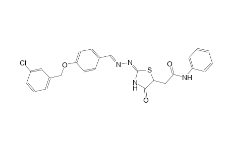 2-[(2E)-2-((2E)-2-{4-[(3-chlorobenzyl)oxy]benzylidene}hydrazono)-4-oxo-1,3-thiazolidin-5-yl]-N-phenylacetamide