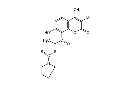3-bromo-7-hydroxy-4-methyl-8-(2-mercaptopropionyl)coumarin, 8(1-pyrrolidinecarbodithioate)