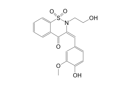 4H-1,2-benzothiazin-4-one, 2,3-dihydro-2-(2-hydroxyethyl)-3-[(4-hydroxy-3-methoxyphenyl)methylene]-, 1,1-dioxide, (3E)-