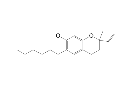 2-Ethenyl-3,4-dihydro-6-hexyl-7-hydroxy-2-methyl-2h-1-benzopyran