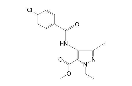 4-(p-chlorobenzamido)-1-ethyl-3-methylpyrazole-5-carboxylic acid, methyl ester