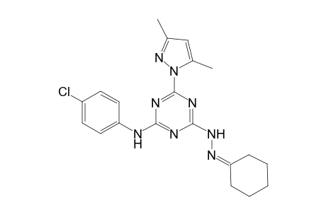 cyclohexanone [4-(4-chloroanilino)-6-(3,5-dimethyl-1H-pyrazol-1-yl)-1,3,5-triazin-2-yl]hydrazone