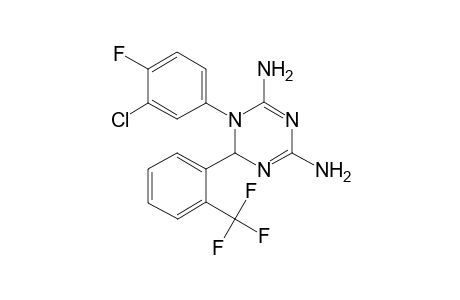 1-(3-Chloro-4-fluorophenyl)-6-[2-(trifluoromethyl)phenyl]-1,6-dihydro-1,3,5-triazine-2,4-diamine