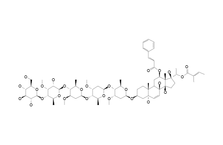 GYMNEPREGOSIDE-B;#2;12-O-CINNAMOYL-20-O-E-2-METHYL-2-BUTENOYL-(20S)-PREGN-6-ENE-3-BETA,5-ALPHA,8-BETA,12-BETA,14-BETA,17-BETA-20-HEPTOL-3-O-BETA-D-GLUCOPYRANOS