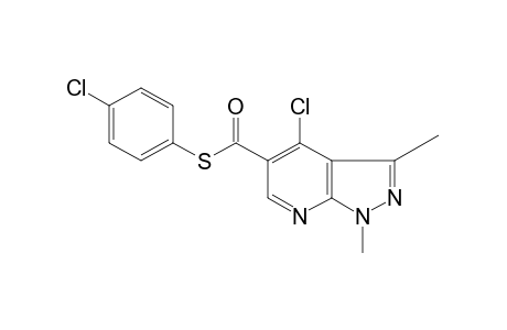 4-chloro-1,3-dimethyl-1H-pyrazolo[3,4-b]pyridine-5-carbothioic acid, S-(p-chlorophenyl)ester