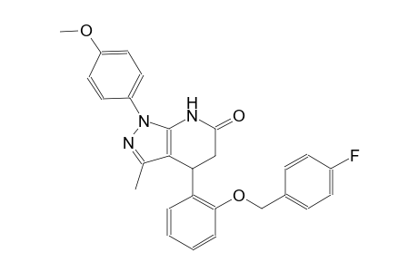 6H-pyrazolo[3,4-b]pyridin-6-one, 4-[2-[(4-fluorophenyl)methoxy]phenyl]-1,4,5,7-tetrahydro-1-(4-methoxyphenyl)-3-methyl-